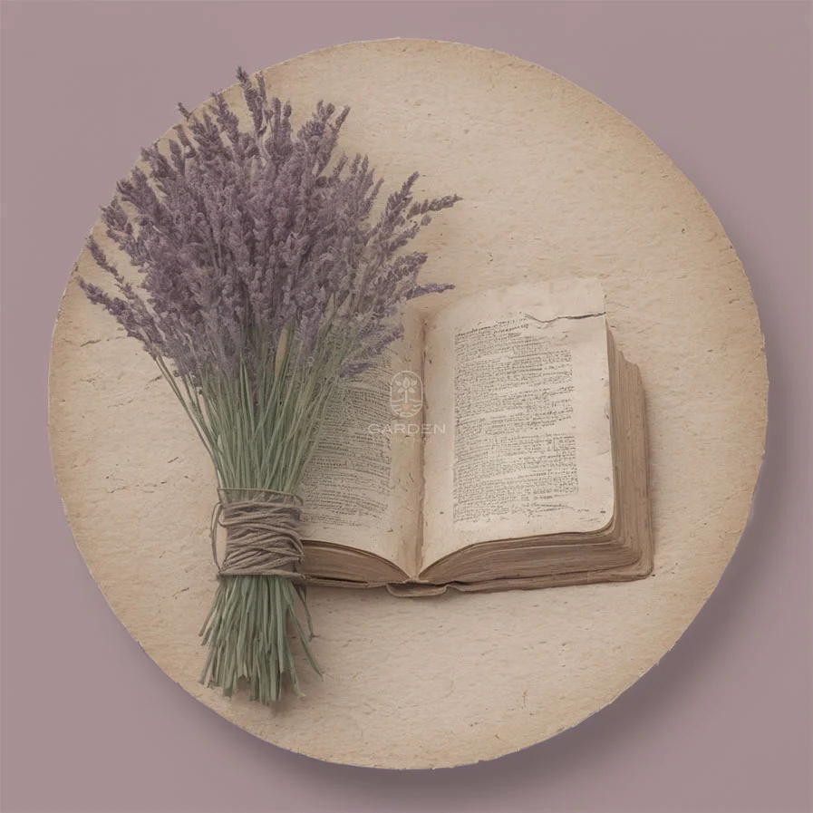 Old book with lavender resemblance.