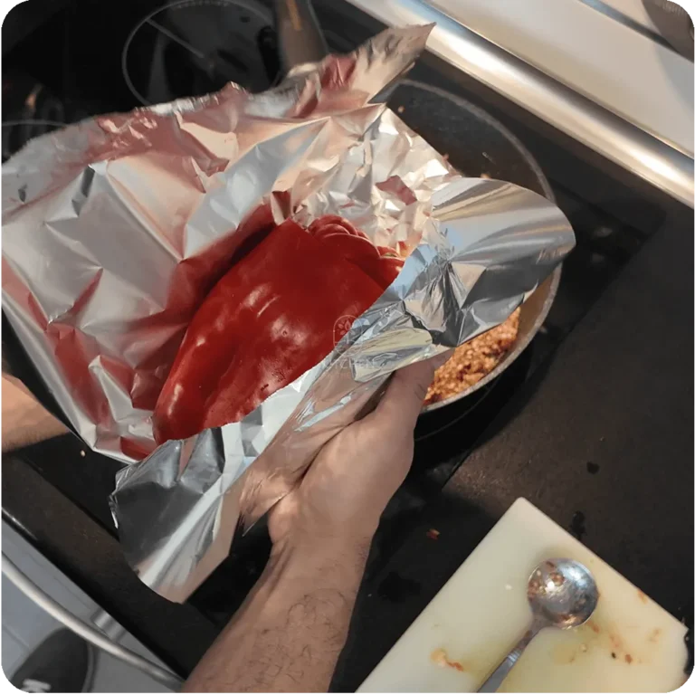 Wrap the peppers in tin foil